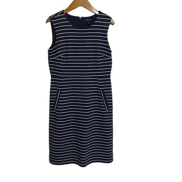 Lands End Navy Blue and White Dress Nautical Preppy Vacation Resort Cruise Sz 6 - Picture 3 of 12